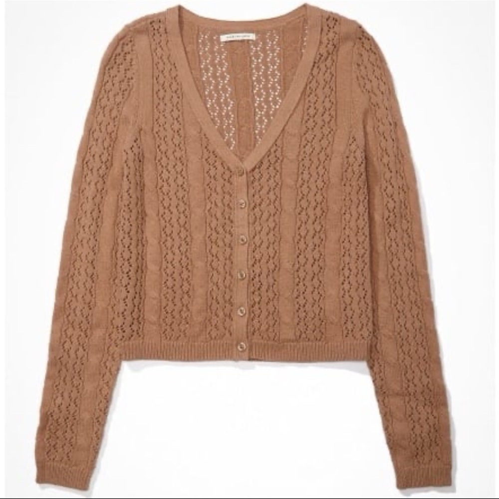 American Eagle Outfitters Brown Knit Cardigan